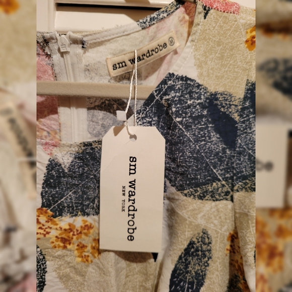 NWT SM WORDROBE Printed Leafs Dress 100 COTTON - Picture 9 of 16